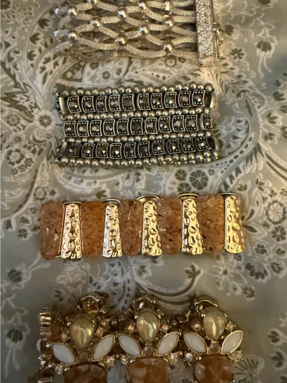 Gold and Peach Statement Bracelet - Women Jewelry